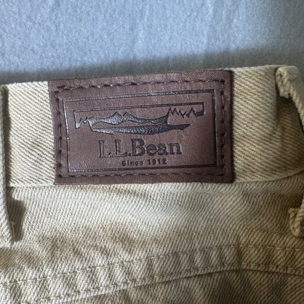 LL Bean Classic‎ Fit Flannel Lined Denim Pants Tan Khaki Mens 36x30 100220